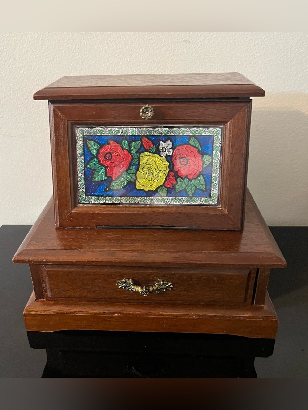 Vintage Toyo Wooden Musical Jewelry Box Made in Japan